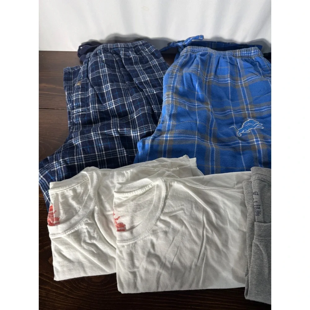Mens Sleepwear Bundle XL Detroit Lions High Sierra Stafford Hanes Pajamas 6pc